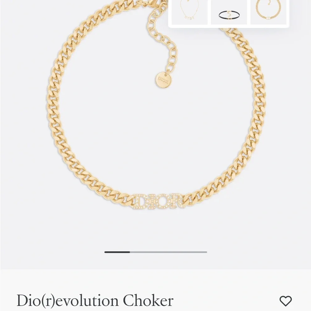 Dior Gold Crystal-Embellished Logo Chain Necklace - Picture 7 of 7